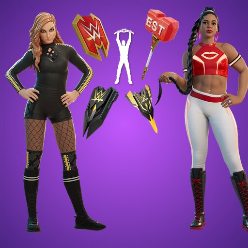 Fortnite WWE Bianca Belair and Becky Lynch Skins, Emote and All Cosmetics  showcase 