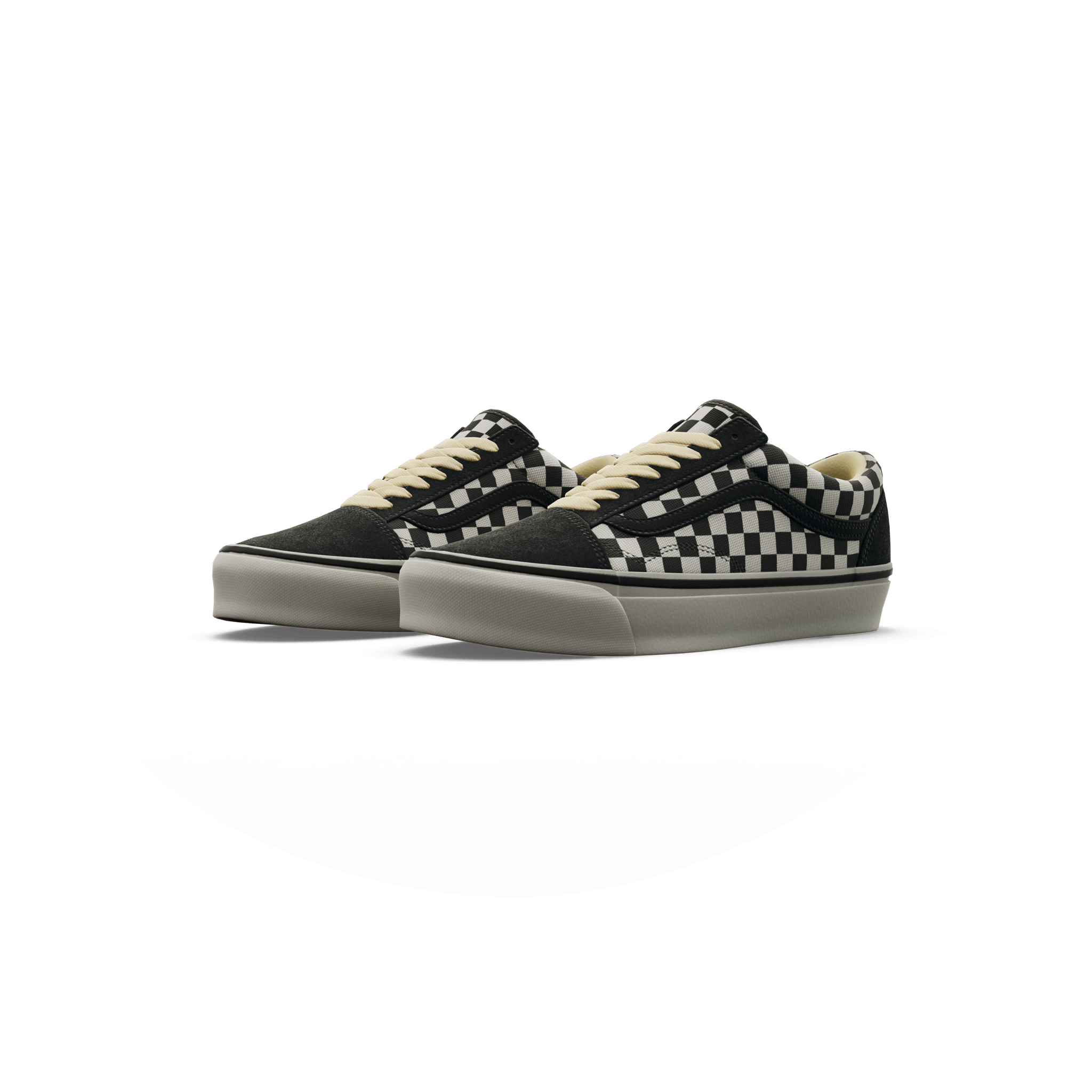 靴 VANS PREMIUM OLD SKOOL CHECKER BLK/BLK Vans - Old Skool Fat Lace Checker Black - Shoes | Impericon